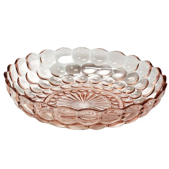 Anchor Hocking Bubble Bullseye Vintage Bowl Pink Depression Glass 8 1/2" - Picture 1 of 7